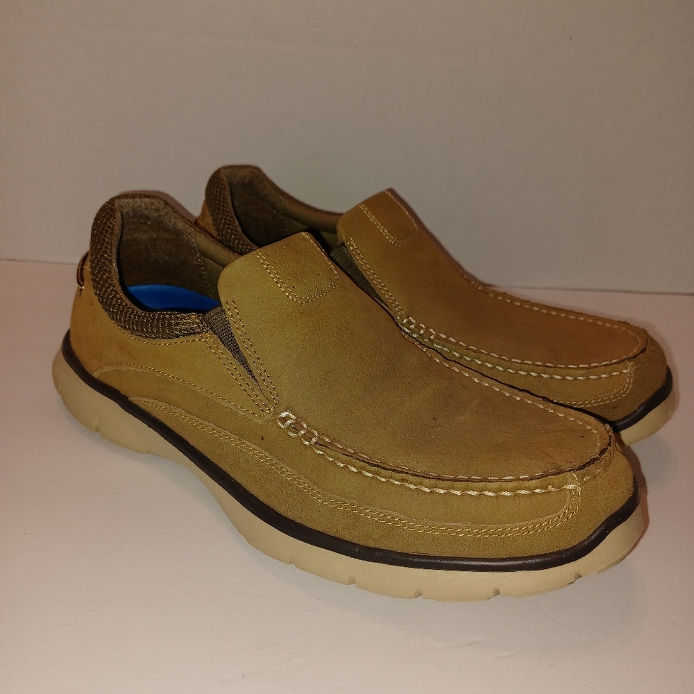 Dockers Men's Collins Moc-Toe Slip-On Casual Loafers Taupe Leather Size 9.5